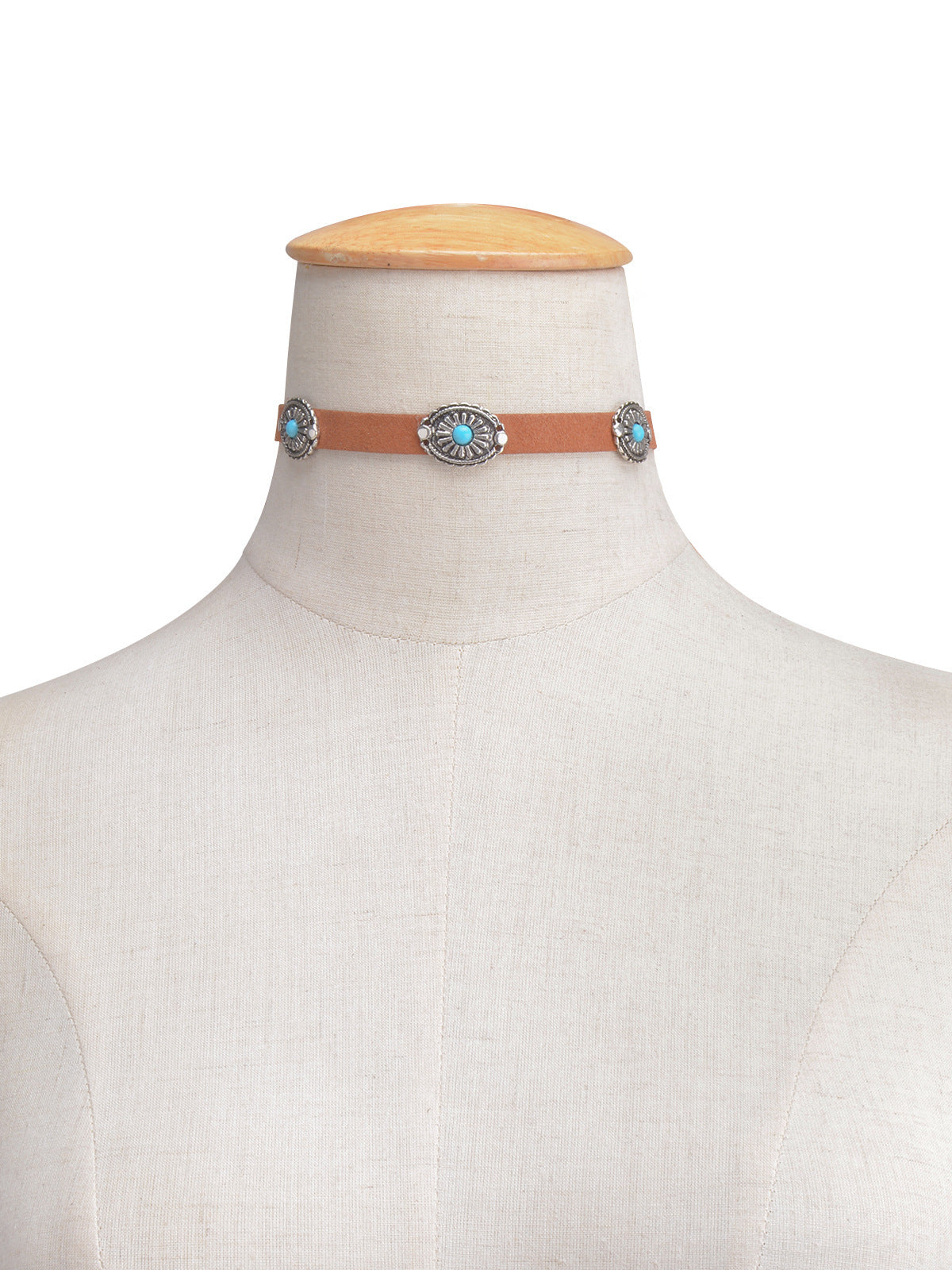 Wholesale Alloy Bohemian Faceplate Turquoise Pendant Necklace